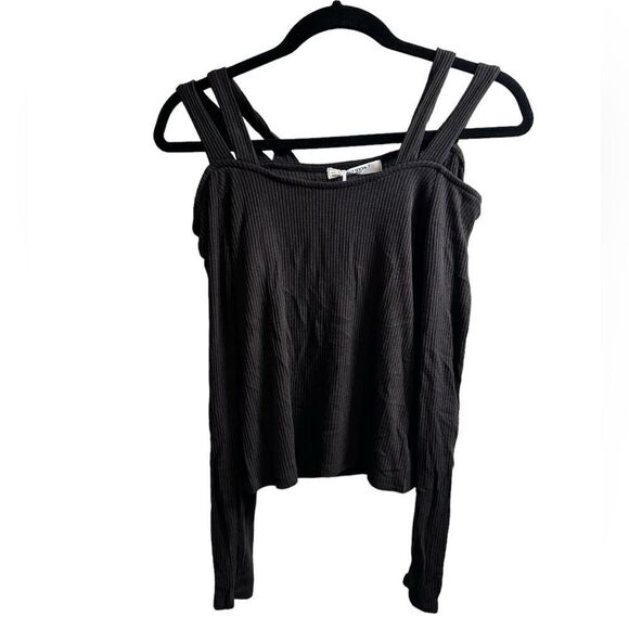 NWT Project Social T Women’s Ribbed Black Long Sleeve Cropped Top - Size Small - Picture 4 of 5
